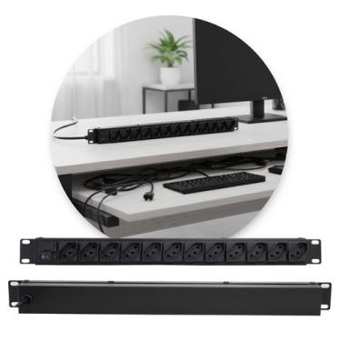 Imagem de Régua Tomada Filtro De Linha 12 Tomadas Rack 19 Preto Ipec