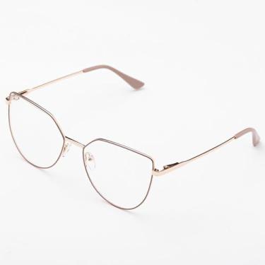 Imagem de Armação Óculos de Grau Feminina Metal Gatinho Dourada Susan- Óculos Su