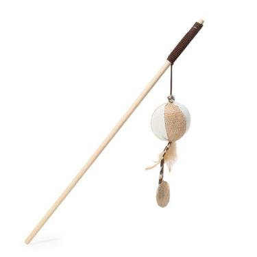 Imagem de ZJchao Varinha de Provocação para Gatos, Brinquedo Interativo para Gatos, Vara de Madeira Durável Com Penas, Corda de Linho para Ambientes Internos e Externos, Diversão para Gatinhos, (Tipo 1)