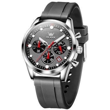 Imagem de Relógio De Quartzo Masculino Pulseira De Silicone Multifuncional Impermeável Cinza