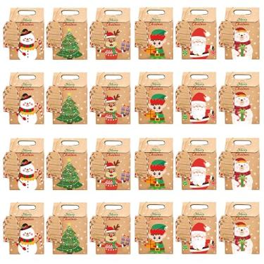 Imagem de Pacote com 24 caixas de presente de Natal, caixas de presente de papel kraft com barbante de juta e 24 etiquetas, doces de Natal, biscoitos, caixas de lembrancinhas de festa para Natal, casamentos
