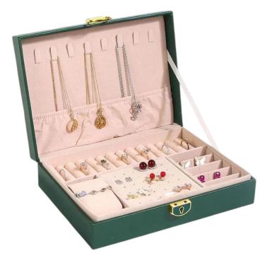 Imagem de Porta Joia Anel Pulseira Cordao Brinco Relogio Estojo Caixa Mesa Penteadeira Gaveta Bancada Acessorio Organizaçao