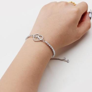 Imagem de Pulseira feminina de coração com semente de mostarda Faith, corrente de zircônia ajustável, joia religiosa cristã inspirada na Bíblia com design de coração de montanha, adjustable, Latão Zircônia
