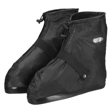 Imagem de HARFINGTON Capa impermeável para sapatos G (EUA 6) antiderrapante PVC reutilizável galochas protetores de sapato de chuva com zíper e fivela de alça para homens mulheres chuvoso ao ar livre, preto