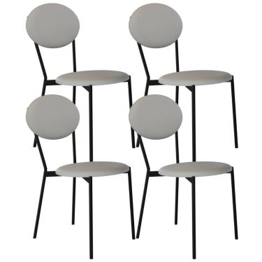 Imagem de Kit 04 Cadeiras Estofada Para Sala De Jantar Azuri Preto C01 Courino Off White - Lyam Decor