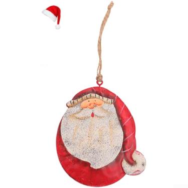 Imagem de Enfeite de Natal dupla face pintado à mão com design de estilo Papai Noel para pendurar em árvore ou guirlanda de Natal