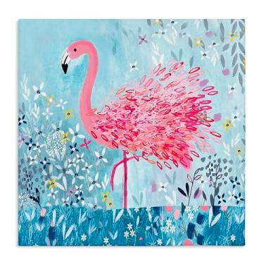 Imagem de Stupell Industries Arte de parede em tela de flamingo com flores extravagantes, design de Clare Tupper, 61 x 61 cm