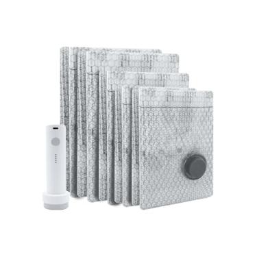 Imagem de Pacote com 30 sacos de armazenamento a vácuo com bomba sem fio recarregável, 10 grandes, 10, médios, 10 pequenos, economizam espaço para viagem, casa, armazenamento sazonal, sacos de compressão para