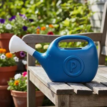 Imagem de Regador Plástico Azul 5,5 L Bico Chuveiro Planta Jardim Vaso - Policam