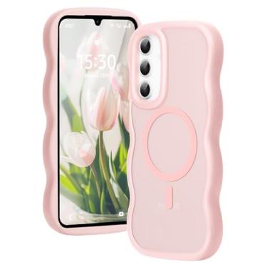 Imagem de Amzfield Capa para Samsung Galaxy A16 5G compatível com Magsafe ondulado design fofo magnético translúcido fosco capa protetora de silicone para Galaxy A16 5G mulheres meninas, rosa