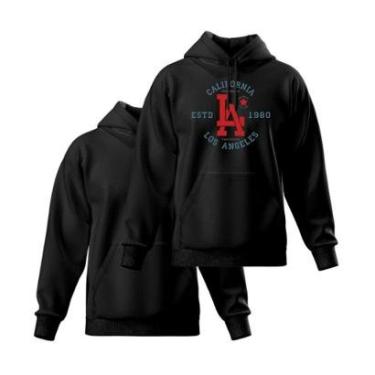 Imagem de Kit 2 Moletom Modelo Canguru Com Capuz Masculino e Feminino Liso e Estampado Los Angeles-Masculino