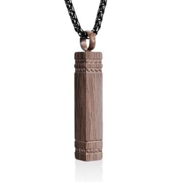 Imagem de abooxiu Colar de urna para cinzas, joia de cremação memorial para cinzas de aço inoxidável, joia de cinzas, cubo de cinzas, pingente de urna de bar para mulheres e homens, Fixed Size, Aço inoxidável