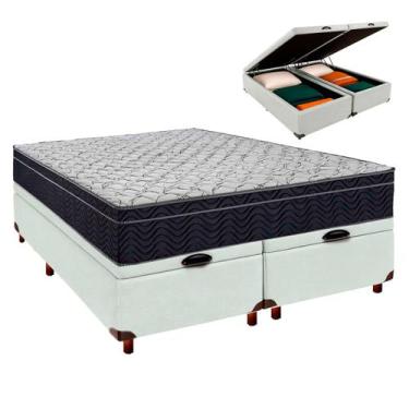 Imagem de Cama Box Bau Branco + Colchão Casal Airtech 150 Ortobom