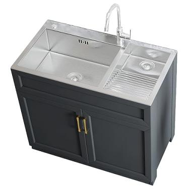 Imagem de TRGCJGH Pia de lavanderia com armário, pias de banheiro, lavanderia, piscina, varanda, pia de utilidade doméstica para garagem, porão, loja e lavanderia (80 x 48 cm/31,4 x 18,8 pol, tábua direita)