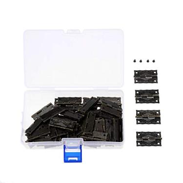 Imagem de 60pcs 36 * 26 * 23mm porta do gabinete mobiliário dobradiça jóias caixas de madeira decorativa articulação móveis acessórios com parafusos e caixa de armazenamento YYDFPIIA