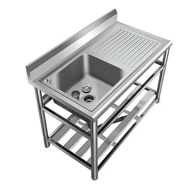 Imagem de TRGCJGH Pia utilitária de aço inoxidável para pia de cozinha, tigela única, banheiras e drenagem (110 x 65 x 80 cm/43,3 x 25,5 x 31,4 pol, pia direita)