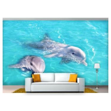 Imagem de Papel De Parede Animais Golfinhos Mar 3D Anm200 - Você Decora