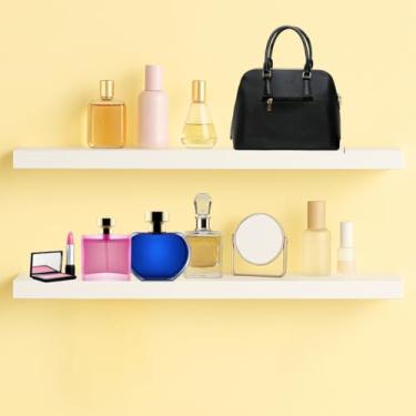 Imagem de 2x Prateleira Mdf Madeira Com Suporte Invisível Prateleira Lisa 15mm 100x20 Branca