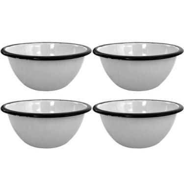 Imagem de Conjunto 4 Tigelas Esmaltadas Ágata 500ml Bowls para Servir Esmaltados
