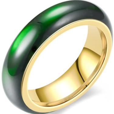 Imagem de Aliança de casamento de jade sintética de resina acrílica verde de aço inoxidável de 6 mm, Metal, Zircônia cúbica