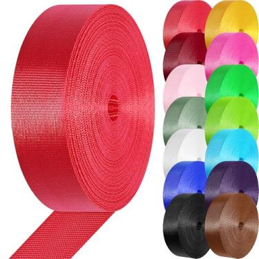 Imagem de Correias de nylon correias de nylon de 2,5 cm 3,8 cm, 3,3 10, 25, 50 metros, cintas para bolsas/cadeira de gramado/escalada ao ar livre artesanato DIY reparo de equipamentos (vermelho, 3,8 cm x 50