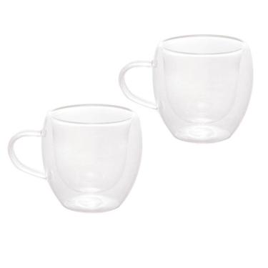 Imagem de Conjunto De Xícaras Para Café 80ml Vidro Duplo 2 Peças Modern Lyor