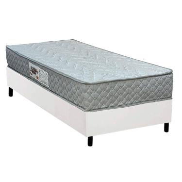 Imagem de Cama Box Solteiro: Colchão Espuma D45 Paropas Pasquale Gray + Base Crc Corano White (88x188)