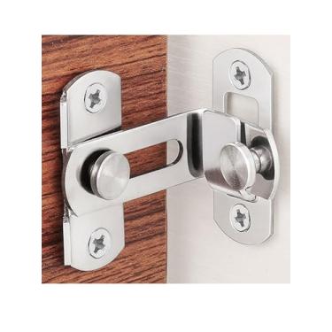 Imagem de Fechadura de porta, trava deslizante de aço inoxidável 90°, pacote com 2 ferrolho de cadeado de ângulo reto para portas, armários, portões, guarda-roupas, gaiolas para animais de estimação, galpões e