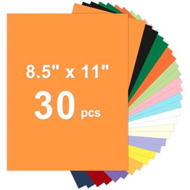 Imagem de 30 folhas de cartolina 8,5 x 11, cartolina colorida de 29,5 kg, papel de construção de 15 cores sortidas, papel grosso de 180 g/m² para impressão, pintura, confecção de cartões, material escolar