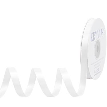 Imagem de Kryvus Fita de cetim branca, dupla face 9,5 cm x 25 m, fita de cetim premium para embrulho de presente, artesanato, fabricação de laços de cabelo, costura, buquê de flores, decoração de festa de