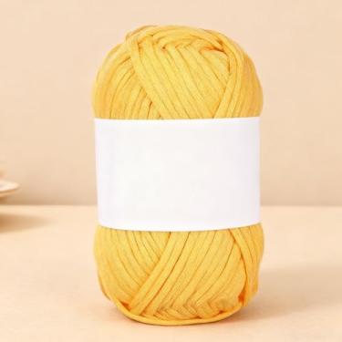 Imagem de Fio tubular - 1 pacote de 100 g - 72% algodão 28% nylon - nº 5 volumoso - 100 m - para tricô, crochê e amigurumi (26 amarelo dourado)