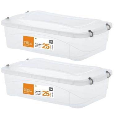 Imagem de Kit 2 Caixa Organizadora Plástica Pratic Box 25L Paramount 176 Para Ma