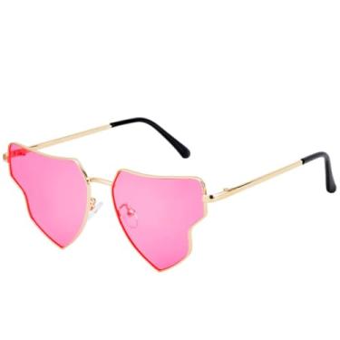 Imagem de JRLLFD Óculos de sol punk feminino, armação de metal luxuosa, óculos de sol para áreas externas, feminino, UV400 (dourado e rosa)