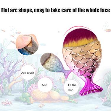 Imagem de Semme Pincéis de Maquiagem de Cauda de Peixe Profissional Macio e Sedoso Conjunto de Pincéis de Maquiagem para Maquiagem Básica Diária e Pele Sensível Design de Cauda de Sereia Cabo (Amarela)