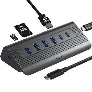 Imagem de TRENFI Hub USB C 10 em 1 com cabo destacável | Estação de ancoragem USB 3.2 Gen 2 de 10 Gbps de alumínio com HDMI 4K 60 Hz, 100W PD, leitor SD/TF para MacBook Pro/Air M4/M3, iPad Pro, PC Laptops