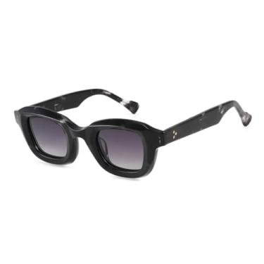 Imagem de JRLLFD Óculos de sol polarizados vintage para homens Uv400, retrô, fashion, luxuoso, armação grossa de acetato (C3 branco, cinza médio)