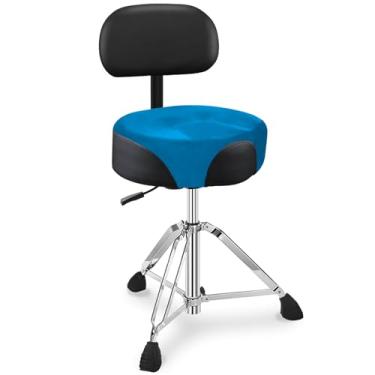 Imagem de UPELLA Banqueta Pro com encosto, trono de tambor hidráulico resistente, assento de tambor ergonômico coberto de veludo, base antiderrapante para cadeira de tambor ajustável, banco de selim para