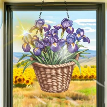 Imagem de Acrílico colorido apanhador de sol, decoração de janela suspensa, arte de parede de arco-íris, para sala de estar, quarto, varanda, decoração de jardim interno e externo, 19 x 19 cm - 122 cm