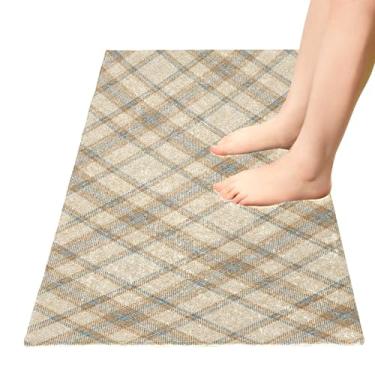 Imagem de TSENQUE Tapete de banheiro com textura xadrez diagonal, tapetes de cozinha, tapetes antiderrapantes geométricos absorventes para decoração de quarto de casa, 99 x 50 cm