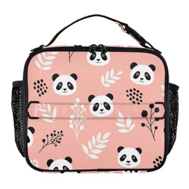 Imagem de Joisal Lancheira fofa com urso panda rosa para mulheres, meninas, lancheira masculina e infantil, lancheira para trabalho, bolsa térmica para meninos