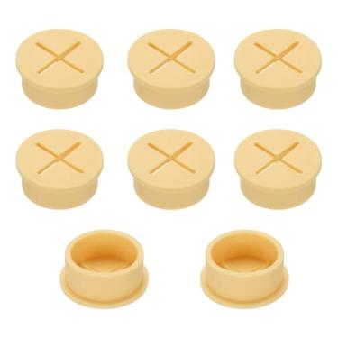 Imagem de PATIKIL Ilhós de borracha de fio de 1,12 cm, 8 peças de cabo de ilhós de mesa, orifício de ilhós, capa organizadora para escritório, casa, mesa, bancada, amarelo