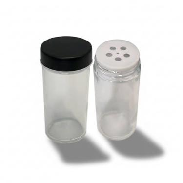 Imagem de Porta Condimentos Giratório com 12 Potes, Plástico Preto e Vidro, 80ml, Mecanismo 360°, 22x17cm