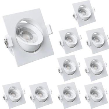 Imagem de Kit 10 Spot Led Quadrado Direcional 3W Branco Frio 6500k Bivolt - Luz 