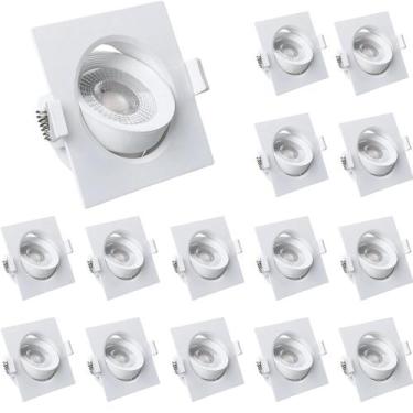 Imagem de Kit 15 Spot Led Quadrado Direcional 3W Branco Frio 6500k Bivolt - Luz 