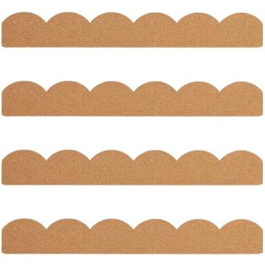 Imagem de SOFPLATE 4 tiras de quadro de cortiça para barra de avisos 14,6 x 2 polegadas autoadesivas recortadas sem moldura quadro de avisos para sala de aula, escritório, casa, cubículo, decoração de parede