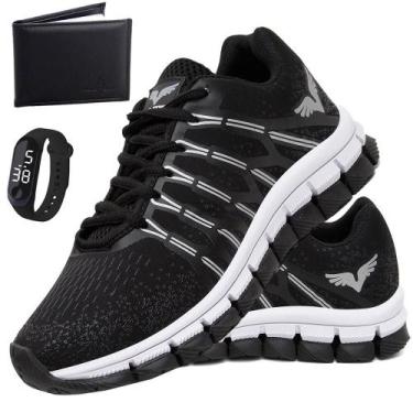 Imagem de Tenis Masculino Kit Carteira + Relogio Sapato Esportivo Veloz - GP, Pr