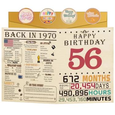 Imagem de FOBELEC Cartão de aniversário de 56 anos para mulheres e homens, decorações comemorativas de aniversário de 56 anos, cartão de aniversário de final dos anos 50 para mãe e pai, presentes de aniversário