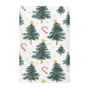 Imagem de SEHANY Lençóis de berço de árvore de Natal para meninos e meninas, de microfibra macia, respirável, 78 x 99 cm, lençol com elástico para berço padrão e colchão infantil