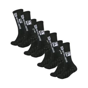 Imagem de Meias De Futebol Masculinas Antiderrapantes 4 Pares Com Almofadas Para