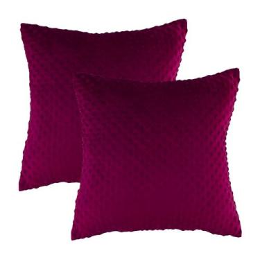 Imagem de Kit 02 Capas de Almofada Tok Poá Relevo Toque Veludo Jolitex, Vinho